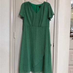 Ann Taylor Green Flutter Sleeve Midi Sundress